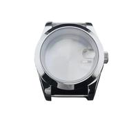 Hyuwdai 1 caja de reloj plateada de 36 mm/39 mm, zafiro compatible con movimiento NH35 NH36 NH34, borde biselado de acero inoxidable 316L, 40mm case NH35 NH36, Ágata