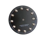 Hyuwdai 1 esfera de reloj de 28,5 mm adecuada para NH35/NH36/4R/7S, índice de diamante, ventana de fecha, accesorios de reloj para hombre, rosso, NO LOGO
