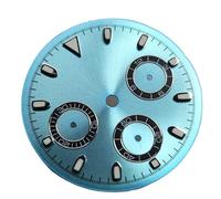 Hyuwdai 1 esfera de reloj de 29,5 mm adecuada para VK63, mecanismo de cuarzo, esfera modificada, accesorios de esfera plateada, color verde luminoso, A1, talla única