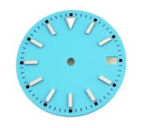 Hyuwdai 1 esfera de reloj NH35 de 28,5 mm estéril azul luminoso ajuste NH35 movimiento automático, accesorios de reloj con ventana de calendario, azul celeste, talla única
