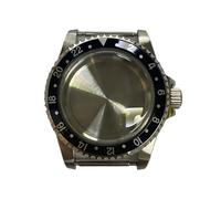 Hyuwdai 1 Uds. Caja de reloj convexa de acero inoxidable con espejo convexo Vintage de 39,5mm for relojes de movimiento NH35 NH36, accesorios, piezas de mejora(Black GMT)