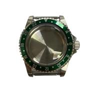 Hyuwdai 1 Uds. Caja de reloj convexa de acero inoxidable con espejo convexo Vintage de 39,5mm for relojes de movimiento NH35 NH36, accesorios, piezas de mejora(Green GMT)