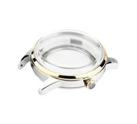 Hyuwdai Caja de reloj de acero inoxidable, caja de 40mm for modificar cajas de repuesto de reloj mecánico for movimiento Presage NH35 NH38, 1 Uds.(Silver Gold)
