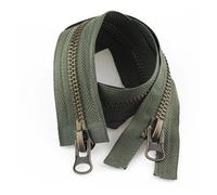 Hyuwdai Cremallera metálica 8# de extremo abierto, dientes de bronce, cierre automático, cremalleras dobles deslizantes, para bricolaje, chaqueta, abrigo, cremallera larga, accesorios de costura