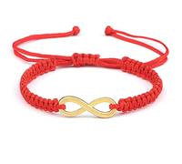HYXC Pulsera Hilo,Pulsera De Amistad Ajustable con Estilo Símbolo Infinito Colgante De Oro Rojo Pulsera Tejida Boho Verano Brazaletes Joyería De Amuleto De La Suerte para Mujer Hombre Regalo