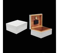 HYY-YY 50ct Humidor Acabado Metal Aluminio Acabado Cedro Madera Cigar Caja Hidratante con Higrómetro Humidificador