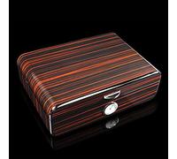 HYY-YY Oficina de fibra de carbono y hogar de madera maciza Humidor de cigarros Alto Glosos Acabado Caja de humedad Humedad Caja de almacenamiento de cigarros ajustable (Color : Brown)