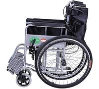 HYY-YY Silla de ruedas de acero, plegable, ligera, asiento suave, tubo de acero grueso, sin neumático de mesa, para personas mayores y personas necesitadas, color negro