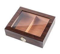HYY-YY Ventana transparente portátil España Cárcasa Cedar Cárcasa Cárno de madera Viaje de madera Humidor de cigarro Conjunto de higrómetro Humidificador Caja de almacenamiento marrón
