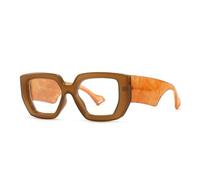 HYYZZC Gafas de moda cuadradas coloridas para mujer, montura transparente con bisagra de resorte, patas anchas, montura poligonal para hombre, color té, talla única