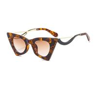 HYYZZC Gafas de sol con diseño de ojo de gato a rayas para mujer, estilo punk, modernas, coloridas, con personalidad, UV400, color leopardo, marrón, talla única