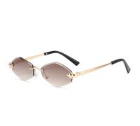 HYYZZC Gafas de sol con forma de rombo para mujer, sin montura, con borde cortado, protección UV, modernas, para conducir, viajar, para hombre, color té degradado, de una pieza.