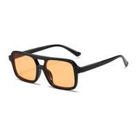 HYYZZC Gafas de sol cuadradas con doble puente para mujer, lentes transparentes con degradado oceánico, tendencia para hombre, UV400, color negro y naranja claro, talla única