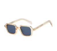 HYYZZC Gafas de sol cuadradas de calidad para mujer, con protección UV400, estilo retro, con remaches y degradado para hombre, color champán y negro, talla única.