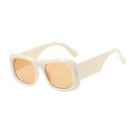 HYYZZC Gafas de sol cuadradas de color caramelo para mujer, estilo retro, con remaches, para hombre, con patas anchas y degradado, UV400, color beige champán, talla única.