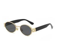 HYYZZC Gafas de sol cuadradas de color caramelo para mujer, estilo retro punk, ovaladas, de metal, con protección UV400, en gris dorado, talla única.