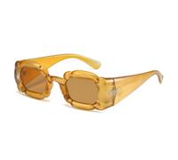 HYYZZC Gafas de sol cuadradas de color caramelo para mujer, UV400, estilo vintage degradado, con patas anchas irregulares para hombre, color té dorado, talla única