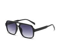 HYYZZC Gafas de sol cuadradas de doble puente retro para mujer, de lujo, a la moda, con protección UV400, para hombre, con degradado en gris y negro, talla única.