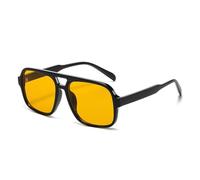 HYYZZC Gafas de sol cuadradas de doble puente retro para mujer, de lujo, a la moda, con protección UV400, para hombre, color amarillo y verde, en negro y naranja, talla única.