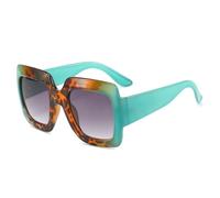 HYYZZC Gafas de sol cuadradas de gran tamaño para mujer, con estampado de leopardo colorido, degradado, UV400, para deportes al aire libre, Azul lago gris, Talla única