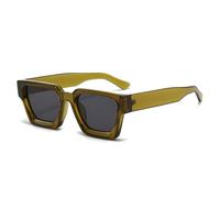 HYYZZC Gafas de sol cuadradas de lujo para mujer, estilo retro, con diseño de leopardo, azul y verde, con protección UV400, color verde oliva y gris, talla única.