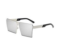 HYYZZC Gafas de sol cuadradas de metal para mujer y hombre, modernas, con montura grande, estilo vintage, plateadas, talla única