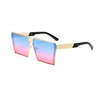 HYYZZC Gafas de sol cuadradas de metal para mujer y hombre, modernas, con montura grande, estilo vintage, doradas, azules y rojas, talla única.