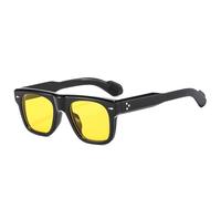 HYYZZC Gafas de sol cuadradas de moda populares para mujer, estilo retro, transparentes, con lentes oceánicas, UV400, con remaches, estilo punk, amarillo y azul, talla única.