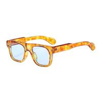 HYYZZC Gafas de sol cuadradas de moda populares para mujer, estilo retro, transparentes, con lentes oceánicas, UV400, con remaches, estilo punk, amarillo y azul, talla única.