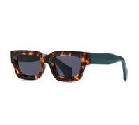 HYYZZC Gafas de sol cuadradas de moda UV400 para mujer, lentes transparentes con degradado oceánico, estilo vintage, estilo punk, morado y naranja, color leopardo, verde y gris, talla única.