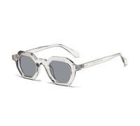 HYYZZC Gafas de sol cuadradas pequeñas con forma de polígono para mujer, estilo retro, con remaches, para hombre, con protección UV400, para deportes al aire libre, color gris, talla única.