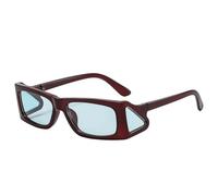 HYYZZC Gafas de sol cuadradas pequeñas y únicas de moda para mujer, estilo retro, con lentes oceánicas transparentes, estilo punk, con protección UV400, en color rojo, marrón y azul, talla única.