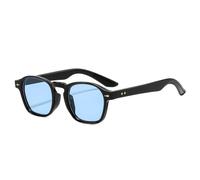 HYYZZC Gafas de sol cuadradas poligonales de moda para mujer, lentes transparentes tipo océano, gafas de sol punk con remaches de tendencia para hombre, color negro y azul, talla única