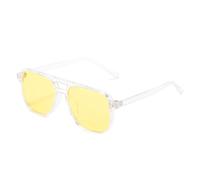 HYYZZC Gafas de sol cuadradas retro con doble puente para mujer, modernas, con degradado azul y naranja, UV400, para hombre, color amarillo transparente, talla única