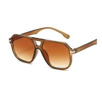 HYYZZC Gafas de sol cuadradas retro con montura grande para mujer, gafas de sol circulares negras de doble haz para hombre, gafas de sol de piloto de una pieza, 4, talla única