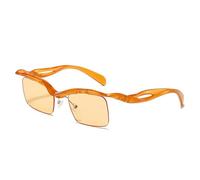 HYYZZC Gafas de sol cuadradas sin montura estilo retro, únicas, a la moda, con lentes transparentes tipo océano, UV400, para hombre, estilo punk, con espejo, color champán naranja, talla única.