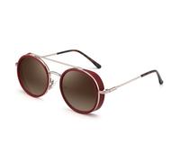 HYYZZC Gafas de sol cuadradas vintage con doble puente para hombre y mujer, lentes de moda con remaches, color marrón, con protección UV400, talla única
