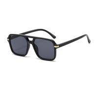 HYYZZC Gafas de sol cuadradas vintage con doble puente para mujer, modernas, en tonos azul y verde, con protección UV400, con remaches, para hombre, color negro y gris, talla única.