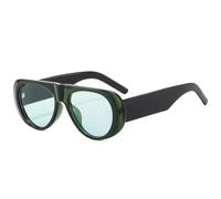 HYYZZC Gafas de sol de estilo piloto para mujer, estilo retro, color azul té, con protección UV400, para hombre y mujer, de estilo moderno, con patas anchas, color verde y negro, talla única.