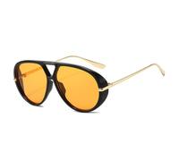 HYYZZC Gafas de sol de gran tamaño con doble puente para mujer, estilo retro, color caramelo, con degradado UV400, estilo punk, color negro y naranja, talla única.
