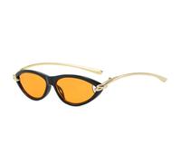 HYYZZC Gafas de sol de lujo con forma de ojo de gato para mujer, lentes de sol ovaladas, huecas, con protección UV400, color negro y naranja, talla única.