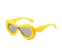 HYYZZC Gafas de sol de lujo estilo retro color caramelo para mujer, modernas, únicas, con patas anchas, estilo punk, con protección UV400, color amarillo y gris, talla única.