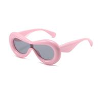 HYYZZC Gafas de sol de lujo retro color caramelo para mujer, modernas, únicas, con patas anchas, estilo punk, con protección UV400, color rosa y gris, talla única.