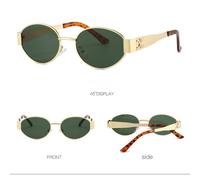 HYYZZC Gafas de sol de metal de moda para hombres y mujeres, redondas, ovaladas, unisex, elegantes, con protección UV400, C5, 1 unidad.