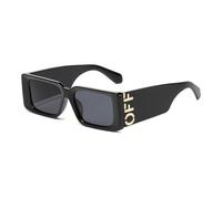 HYYZZC Gafas de sol de moda con montura cuadrada colorida para mujer, gafas de sol de pierna ancha, retro, resistentes a los rayos UV, unisex, negras, talla única