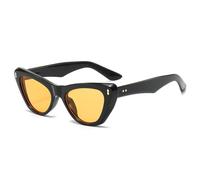 HYYZZC Gafas de sol estilo ojo de gato con remaches retro para hombre, modernas, en tonos naranja y azul, con protección UV400, para mujer, de tendencia, color negro y naranja, talla única.