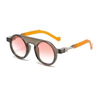 HYYZZC Gafas de sol estilo punk retro redondas para mujer, con degradado transparente, UV400, para hombre, color gris, naranja y rosa, talla única.