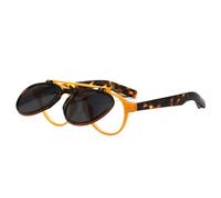 HYYZZC Gafas de sol ovaladas con doble puente para mujer, lentes de sol retro con protección UV400, con remaches estilo punk y degradado, color naranja, leopardo y gris, talla única.