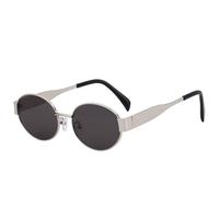 HYYZZC Gafas de sol ovaladas de metal para mujer, estilo punk, para conducir al aire libre, viajes, UV400, color gris claro plateado, 1 unidad