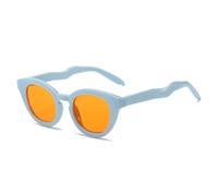 HYYZZC Gafas de sol ovaladas transparentes con degradado oceánico para mujer, con protección UV400, estilo vintage, en azul y rosa, para hombre, color azul y naranja, talla única.